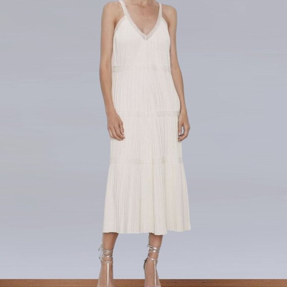 Zara Sleeveless Knit V-Neck Dress Off White Size Small - Picture 1 of 10